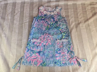 Lilly Pulitzer Little Lilly Classic Shift Dress Blue Pink Bright Floral Size 6 - Image 1 of 4