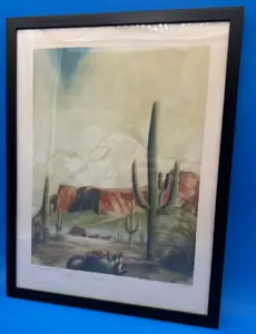 Superstition Mountain Stage from Phoenix to Florence by Al Wettel Vintage Print - Picture 1 of 3