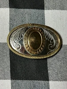 Vintage German Silver Oval Shaped Western Cowboy Style Belt Buckle - Bild 1 von 4