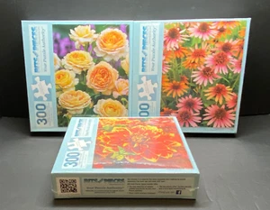 3 Bits & Pieces 300 Pc Jigsaw Puzzles Flowers Dahlia Rose Echinacea Coneflower - Picture 1 of 10
