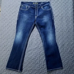 Wrangler Rock 47 Jeans Mens Sz 38x32 Blue Boot Cut Dark Wash Denim 100% Cotton - Picture 1 of 14