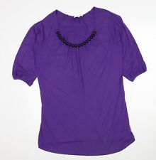 Signature Experience Womens Purple Viscose Basic Blouse Size S Round Neck