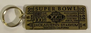 Vntg 1988 Solid Brass Ticket Stub Key Ring Fob Football Super Bowl XXII 22 - Picture 1 of 2