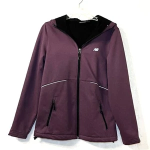 New Balance Hooded Soft Shell Fleece Lined Jacket Plum Women’s Sz Med EUC - Picture 1 of 5