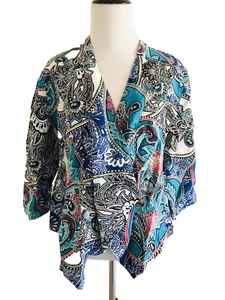 Chaqueta Blazer Chicos Estampado Cachemira Frente Abierto Mujer Talla Pequeña 1P Top de Lino - Imagen 1 de 8