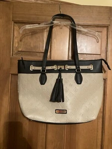 Adrienne Vittadini Beige Black Shoulder Bag Tote/Handbag - Picture 1 of 10