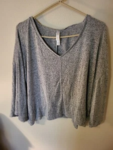 Gilligan Omalley Mid Drift 2XL V Neck Flare Sleeve Sleepwear Top Gray Marled 30 - Picture 1 of 24