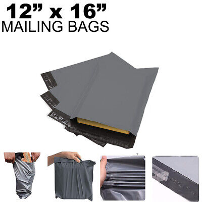12 X 16  Grey Mailing Bags Strong Parcel Postage Plastic Post Poly Self Seal • 1.19£
