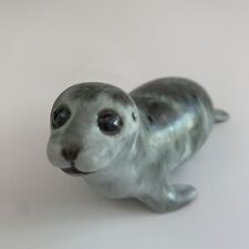 Andersen Design Studio Art Pottery Maine Blue-Gray- Green 7” Baby Seal Figurine