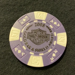 Wabash, Indiana 2008 Harley Award Harley Davidson Poker Chip / Purple & White - Bild 1 von 3