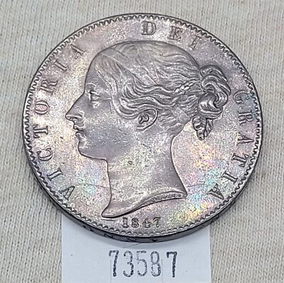 WPCoins ~ 1847 Great Britain Crown KM #741 Ex Mount - Image 1 of 4