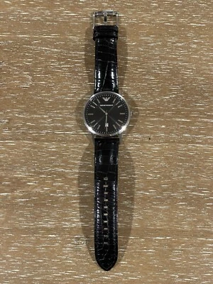 RELOJ EMPORIO ARMANI AR2411 CLÁSICO ESFERA NEGRA CORREA DE CUERO PARA HOMBRES EXCELENTE ESTADO Foto 1 de 4