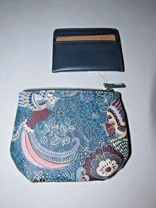 BUXTON TEAL FLORAL PAISLEY PIK-ME-UP PLEATED PEBBLE FAUX LEATHER COIN POUCH - Picture 1 of 6