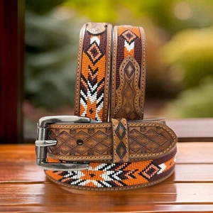 Western Echtleder Gürtel Vollnarbig Handarbeit Herren Robust mit Schnalle - Bild 1 von 9