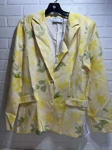 NWT! ASOS Luxe Single Breased Tailored Suit Blazer in Floral Print - Yellow US 8 - Picture 1 of 7