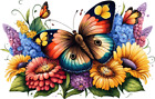 Butterfly Flower Wall Art Nursery Colourful Vinyl Sticker Decals z802