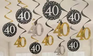 40th Birthday Party Swirls Hanging Decorations - Picture 1 of 1