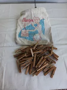 Vintage Champion Stay Open Clothes Pin Bag w/Contents 1950's 1960's VGC - Picture 1 of 15