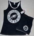 PHILADELPHIA EAGLES WOMEN'S SLEEP LOUNGE SET SHIRT SHORTS PAJAMAS  M L  BLACK