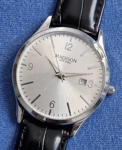 HERREN ARMBANDUHR MADISON N.Y.,MIYOTA 2115,DATUM,QUARZ,SUPER ZUSTAND, ANSCHAUEN! - Bild 1 von 10