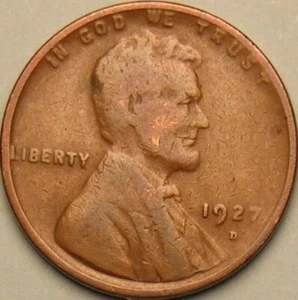 1927 D - Lincoln Wheat Penny - G/VG - Picture 1 of 2