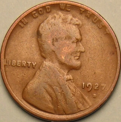 1927 D - Lincoln Wheat Penny - G/VG Cover