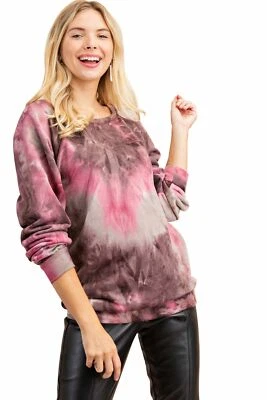 Blusa Kori America Feminina Tie Dye Raglan Manga Longa Ameixa Tamanho Grande Nova com Etiquetas - Imagem 1 de 4