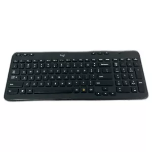 Logitech K360 Wireless USB Keyboard - Compact Full Size, Glossy Black Finish - Picture 1 of 7