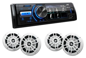JVC KD-X560BT Digital Media Marine Bluetooth Receiver+(4) MB Quart Speakers - Picture 1 of 12