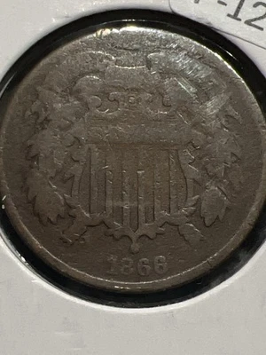 Lot of 2 Two-Cent Pieces – 1866 + Extra Coin – Civil War Era U.S. Copper Set - Image 1 of 4