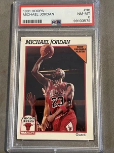 1991-92 Hoops #30 Michael Jordan MVP Most Valuable Player PSA 8 Graded Card NBA - Picture 1 of 2