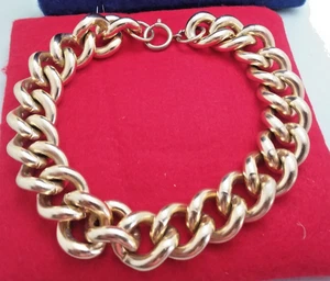 Vintage Heavy Chunky Gold Tone Link Necklace Ring Clasp 14” - Picture 1 of 3