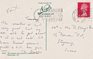 Postal FKX 1970, sitio de caravana "Taylor's", Whitecliff Bay, Bembridge, Wight - Imagen 1 de 2