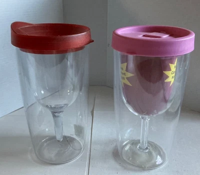 Copas de vino portátiles aisladas de doble pared Wine 2 Go a prueba de derrames NUEVO Foto 1 de 4