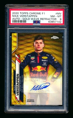 2020 Topps Chrome F1 Max Verstappen RC Gold Wave Refractor Auto #27/50 PSA 8! - Image 1 of 2