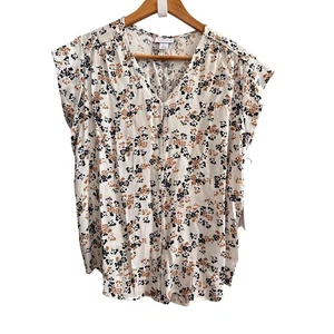 Liz Claiborne Petite Bluse mit großen Blumen und Flügelärmeln - Bild 1 von 8