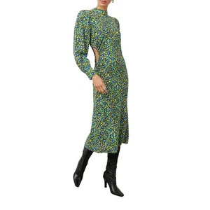 Rails Women's Carmel Abstract Garden Side Cut Out Puff Sleeves Midi Dress Size M - Picture 1 of 16