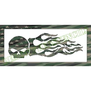 4"x10" Clear Plastic Stencil - Skull w/Flames (SX31) (.007") - Picture 1 of 2