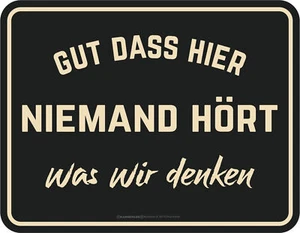 Magnet Spruch - Fun - was wir denken - Größe 9x7 geprägter Blechmagnet - Bild 1 von 1