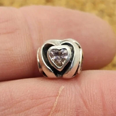 PLATA ESTERLINA 925 MADRE ROSA CORAZÓN CRISTAL SWAROVSKI ENCANTO POR CHAMILIA  Foto 1 de 3