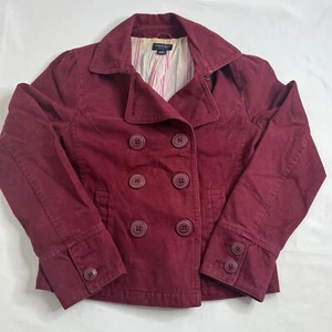 American Eagle Outfitters Women Large Red Pure Cotton Six Front Button Jacket - Picture 1 of 7