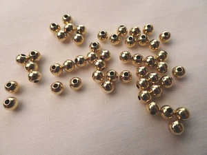 50 Gold Filled 14K Metal 4mm Round Hollow Beads 1mm Hole A237 DNG - Picture 1 of 4