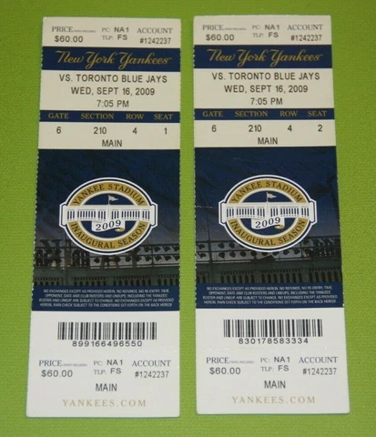 New York Yankees Ticket Stub | September 16 2009 | Mariano Rivera Win Cover