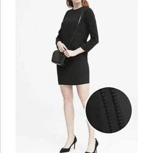 Banana Republic Womens Dress 4 Black Pom Pom Shift Long Sleeve - Picture 1 of 7