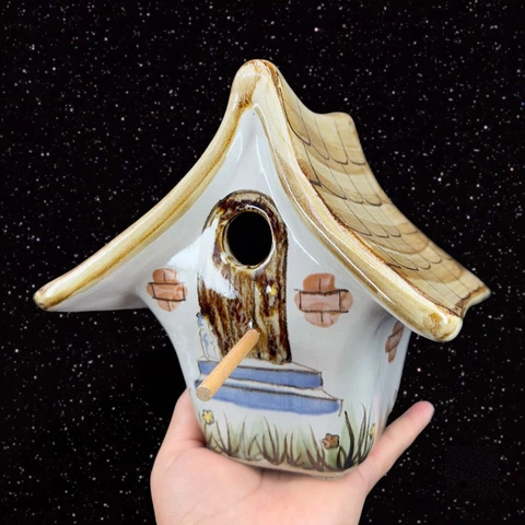 Vintage Louisville Stoneware Pottery Birdhouse Country Cottage Wren Hanging Cover