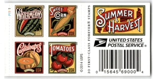 US Stamps #5004-5007c Summer Harvest Set Of four Imperf. Forever Stamps (B4) - Picture 1 of 2