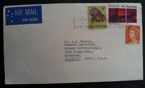 1971 Australia Airmail Cover ties 3 stamps to Evanston Illinois USA - Picture 1 of 2