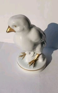 KARLENS PORZELLANFIGUR KÜKEN VINTAGE GOLD WEISSVOGEL SELTEN - Bild 1 von 9