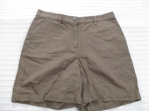 Ralph Lauren Womens Shorts 8P Petite Brown Chino Slash Pockets Button Cotton - Picture 1 of 10
