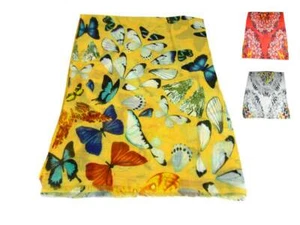 Pashmina donna con farfalle rossa gialla bianca multicolor varie - Imagen 1 de 9